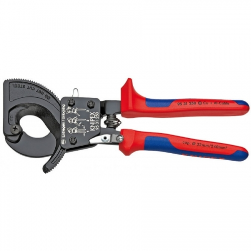 KNIPEX Kabeļu grieznes ar spēka mehānismu D32mm/240mm² Cu + Al,