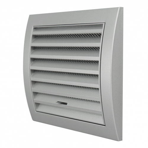 N10RS, ventilācijas reste plastmasas, 148x153mm, regulējama, sudraba