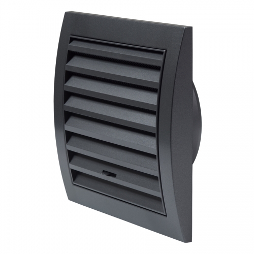 ND10RA, ventilācijas reste plastmasas, 148x153mm, Ø100mm, regulējama, antracīts